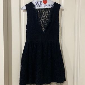 Maude Black Lace Mini Dress SZ M